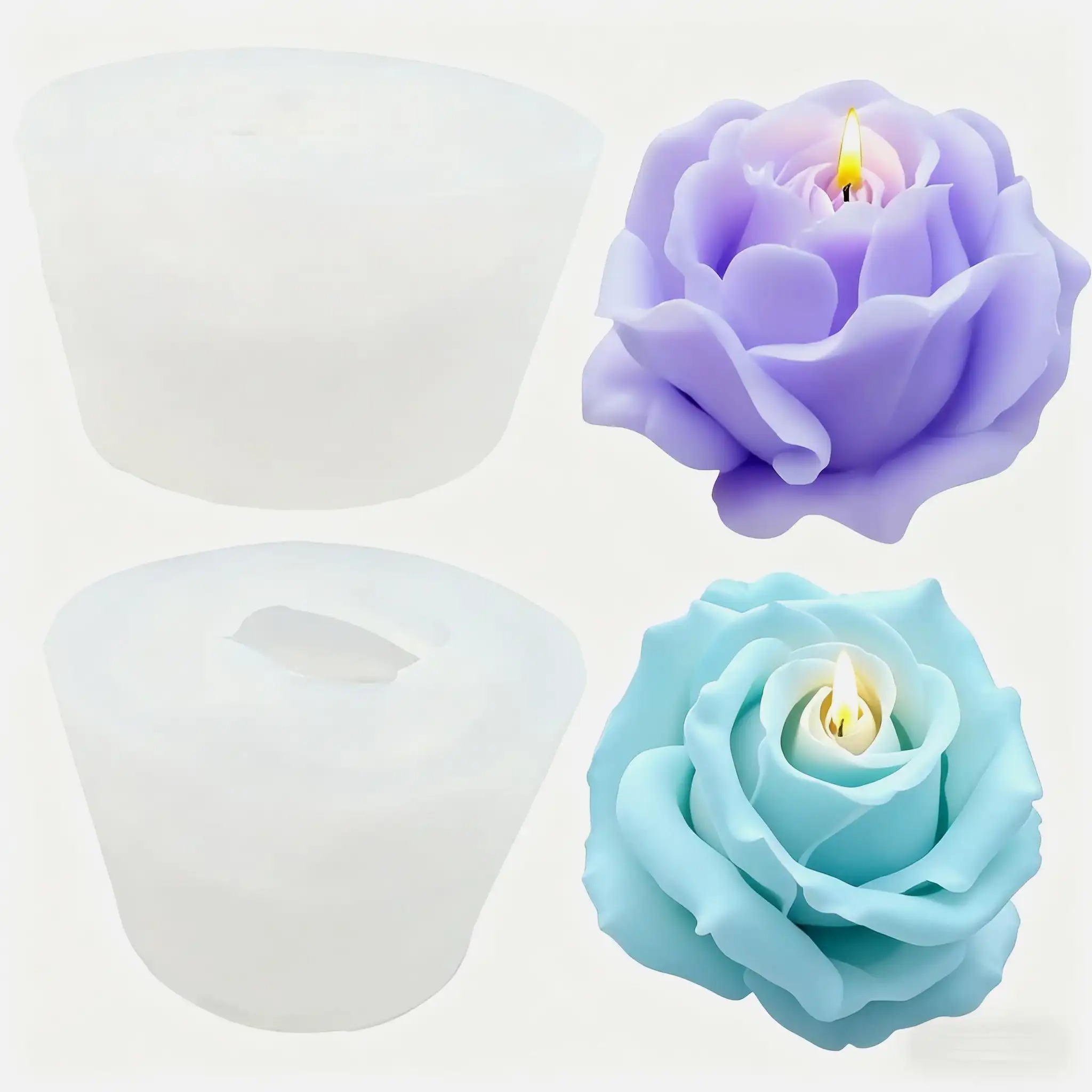 Soap Making Additives - 2 Parça Romantik 3D Gül Silikon