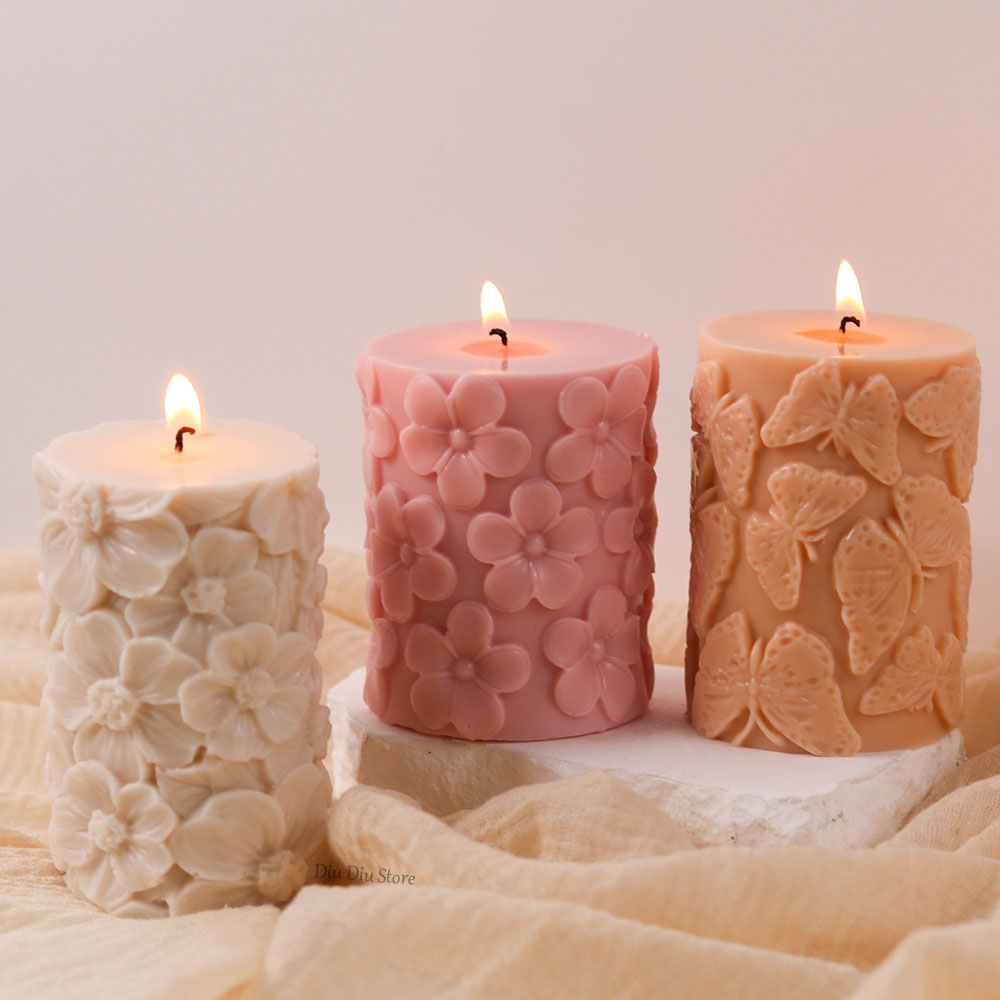 Soap Making For Beginners - Çiçek Kelebek Sütunlu Silikon Mum Kalıp