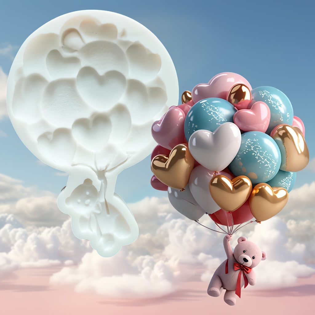 Soap Making Lye - Balon Ayı Kalp Silikon Kalıp Fondan