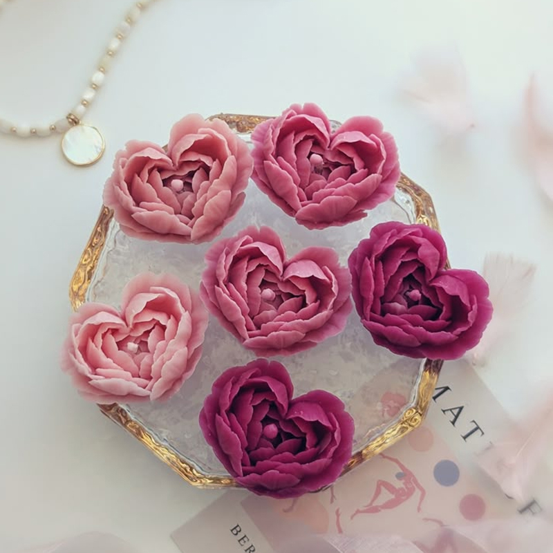 Soap Making Fragrance - Kalp Şekli Çiçekler El Yapımı Sabun